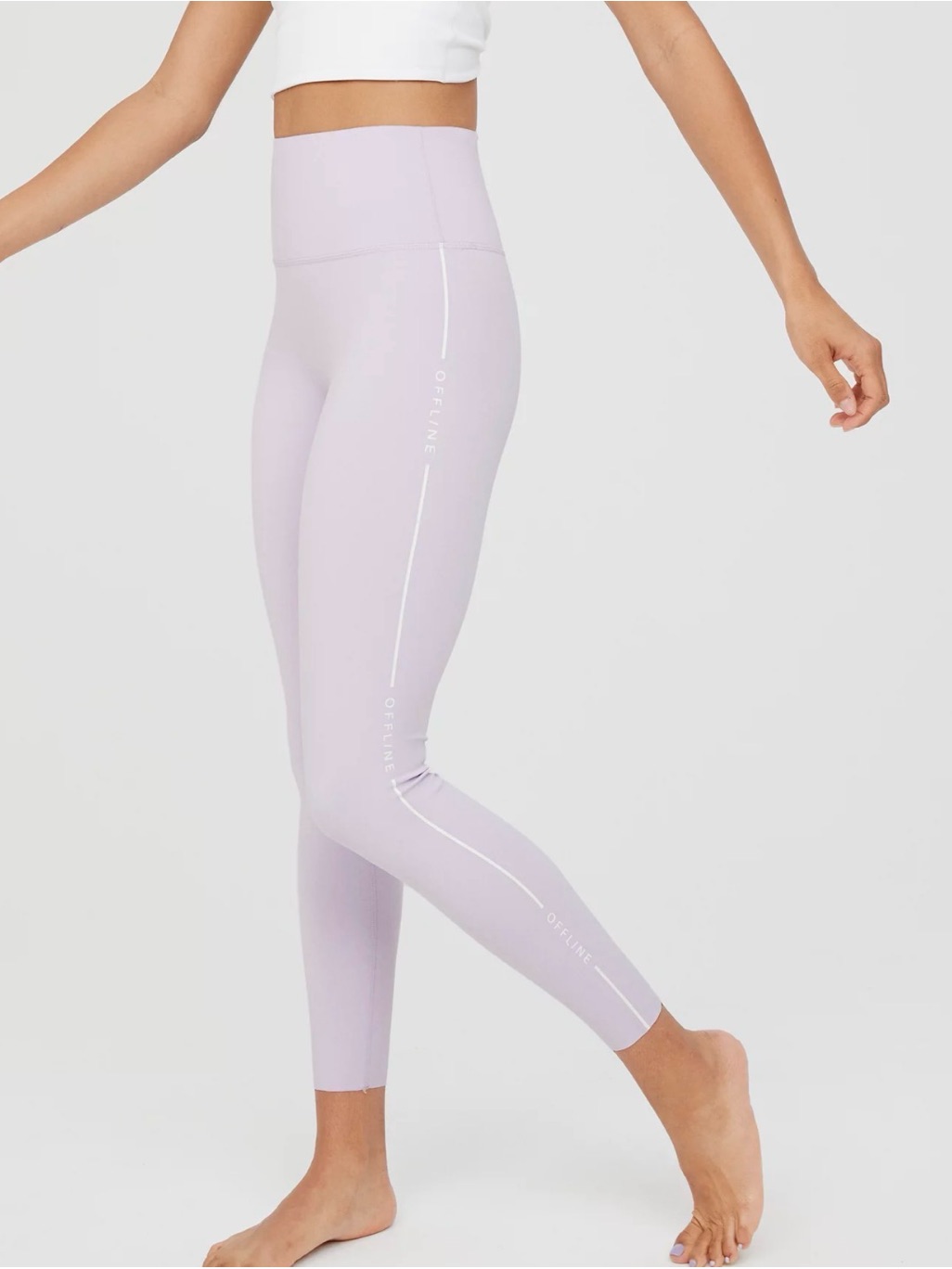 Aerie Lavender High-Rise Leggings With Reflective Side Stripe